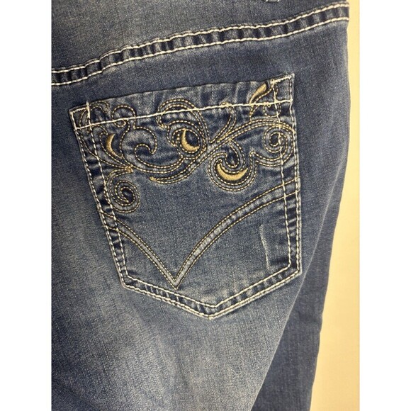 SUZANNE BETRO Denim Embroidered Flare Leg Crop Jeans Women 10 Mid Rise Stretch - Picture 8 of 15